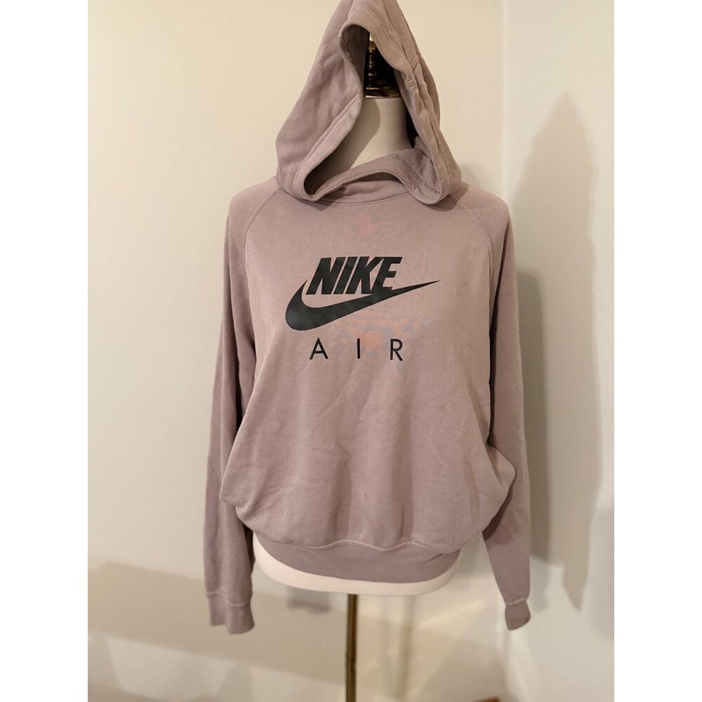 Nike Air Women’s L French Terry Hoodie Taupe Logo Tape CZ4014 Streetwear